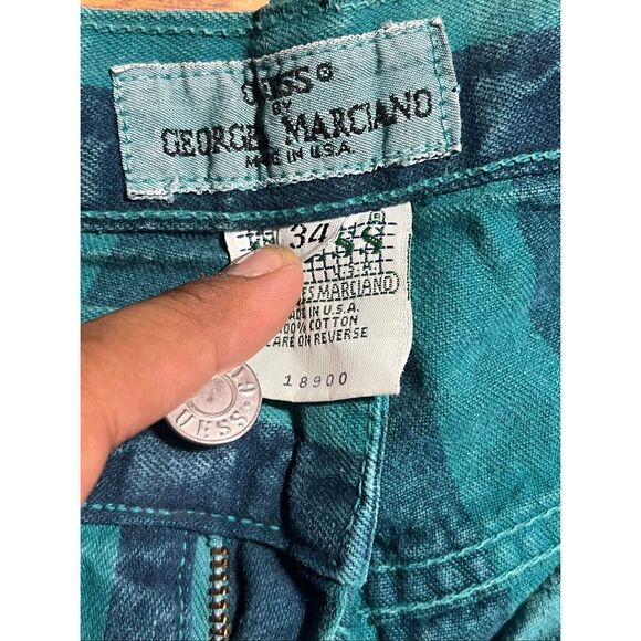 Vintage 90s Guess Striped Denim Shorts Size 34 - Picture 3 of 7